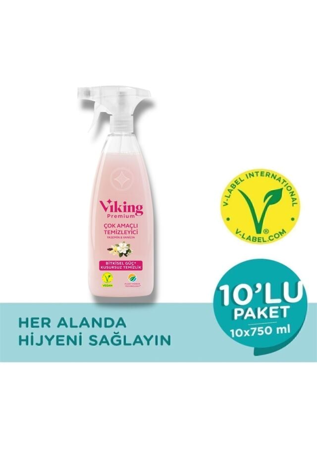 750 Ml * 10 Adet Vegan Premium Çok Amaçlı Temizleyici – Yasemin & Vanilya