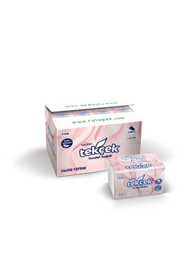 Tekçek Tuvalet Kağıdı 2 Katlı 250 Yaprak 24'lü Paket