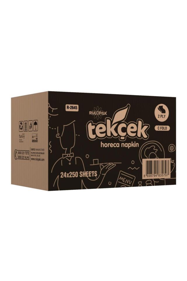 Tekçek Horeca Masa Üstü Dispenser Peçete 11.5 x 19 cm 250 Yaprak - 24 Adet (300402)