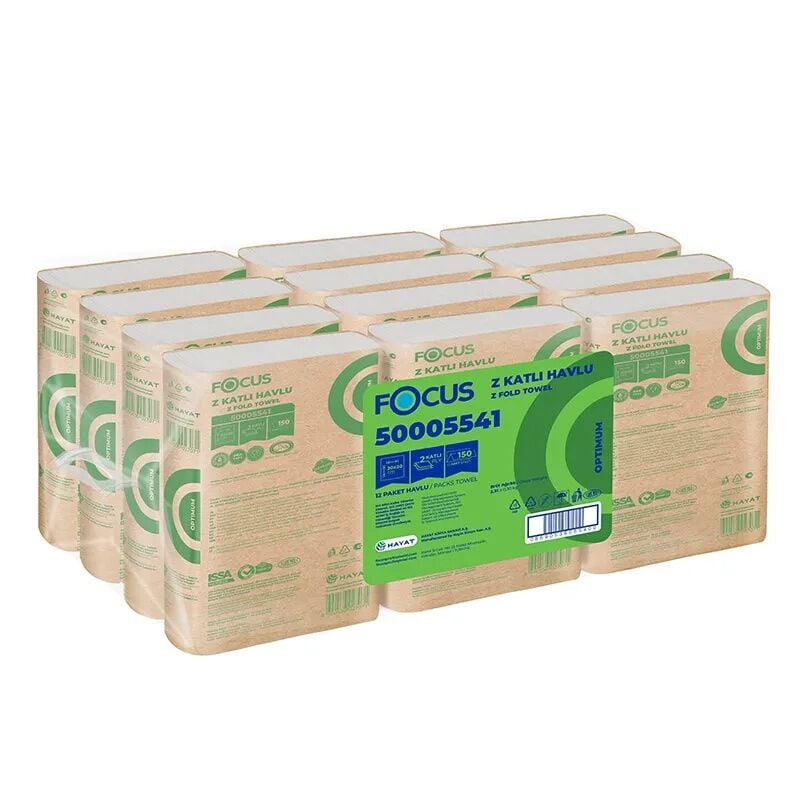 Focus  Z Katlı Dispenser Havlu Kağıt 150 Yaprak x 12 Paket