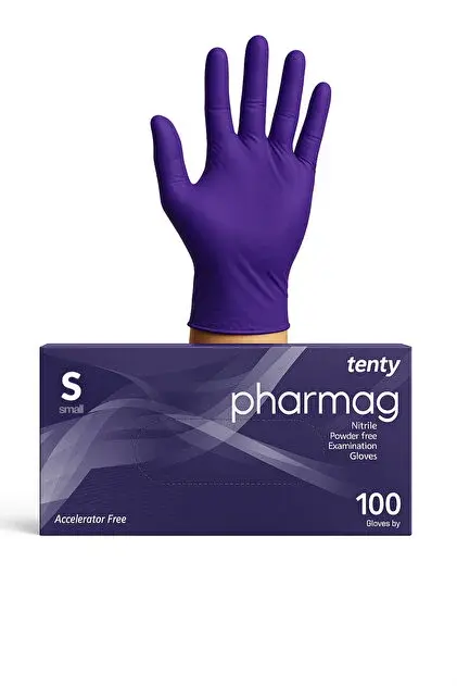 TENTY PHARMAG (YABAN MERSİNİ MAVİSİ) NİTRİL PUDRASIZ ELDİVEN S (100\'LÜ)